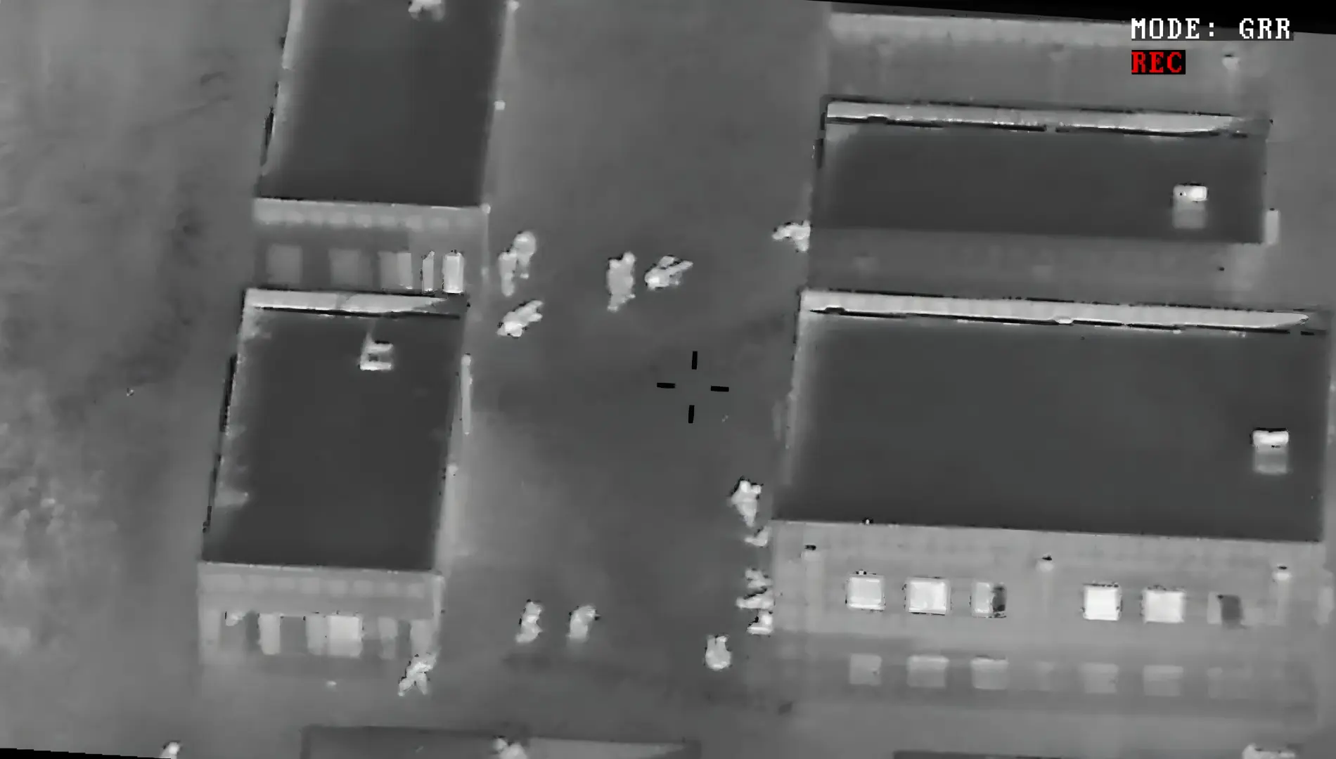 Black and white aerial surveillance view